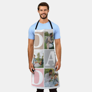 Simple Modern Fathers Day Dad 3 photo family  Apron