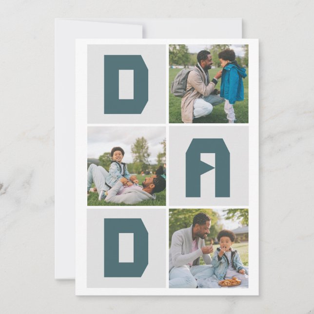 Simple Modern Fathers Day Dad 3 photo family  Holiday Card (Front)