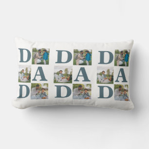 Simple Modern Fathers Day Dad 3 photo family Lumbar Cushion