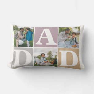 Simple Modern Fathers Day Dad 3 photo family  Lumbar Cushion