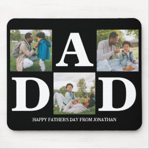 Simple Modern Fathers Day Dad 3 photo family  Mouse Pad