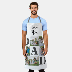 Simple Modern Fathers Day Dad 6 photo family Apron