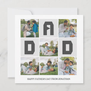 Simple Modern Fathers Day Dad 6 photo family Holiday Card