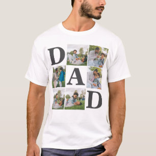 Simple Modern Fathers Day Dad 6 photo family  T-Shirt