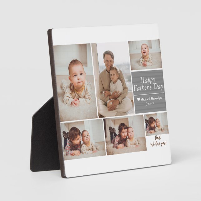 Simple Modern Fathers Day photo family collage Car Plaque (Front)