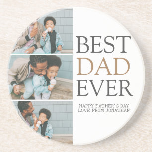 Simple Modern Fathers Day photo family collage Coaster