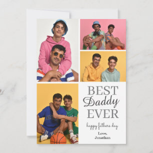 Simple Modern Fathers Day photo family collage Holiday Card
