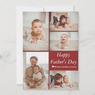 Simple Modern Fathers Day photo family collage Holiday Card
