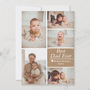 Simple Modern Fathers Day photo family collage Holiday Card