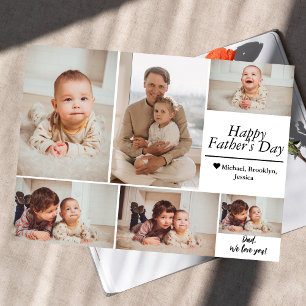 Simple Modern Fathers Day photo family collage Holiday Card
