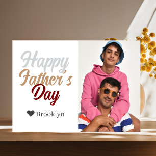 Simple Modern Fathers Day photo family Holiday Card