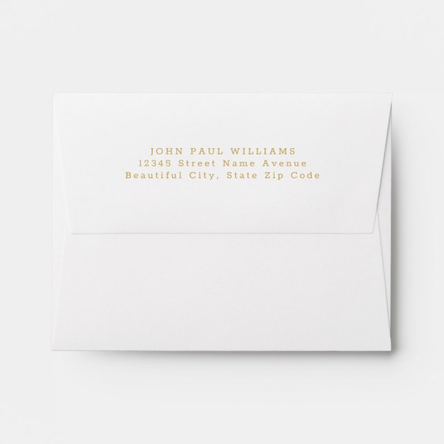 Simple Modern Faux Gold Name Address Envelope (Back (Top Flap))