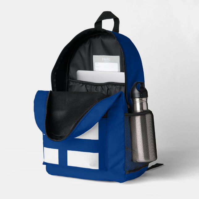 Simple Modern Finland Finnish Flag Souvenir Printed Backpack (Back Corner Right (Open))
