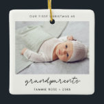Simple Modern First Christmas as Grandparents Ceramic Ornament<br><div class="desc">A minimalist typography and a modern design for this photo ornament gift. To customise with your favourite baby picture. You can also easily change the colour of the font to your liking. Perfect to celebrate your First Christmas as new grandparents.</div>
