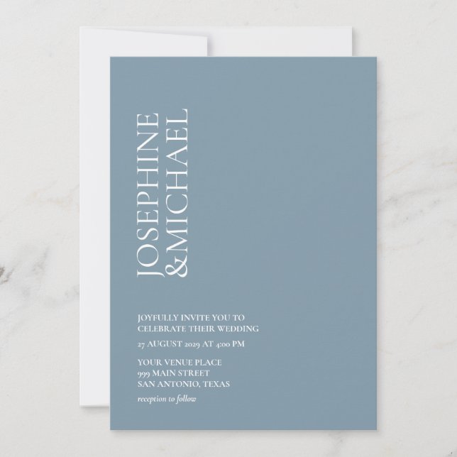 Simple Modern First Name Dusty Blue  Invitation (Front)