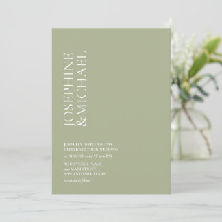 Simple Modern First Name Sage Green Invitation