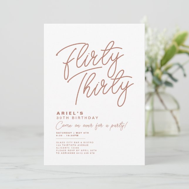 Simple Modern Flirty Thirty Birthday Invitation (Standing Front)