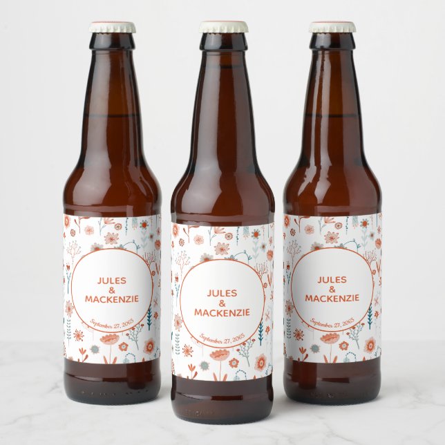 Simple Modern Floral Beer Bottle Label (Bottles)
