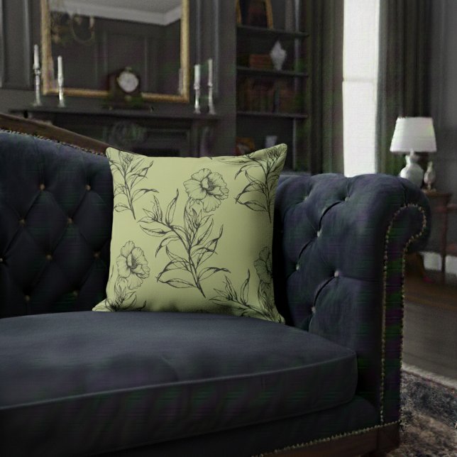 Simple Modern Floral Boho Pattern Light Yellow Cushion (Creator Uploaded)