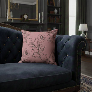 Simple Modern Floral Boho Pattern Pastel Pink Cushion