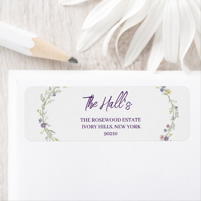 Simple Modern Floral Boho Wedding  Return Address Label (Insitu)