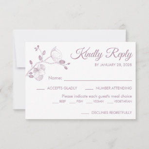 Simple modern floral elegant orchids meal choice RSVP card