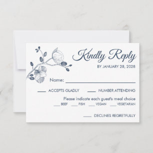 Simple modern floral elegant orchids meal choice RSVP card