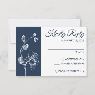 Simple modern floral elegant orchids minimalist RSVP card