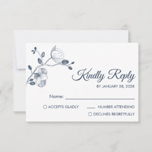 Simple modern floral elegant orchids minimalist RSVP card