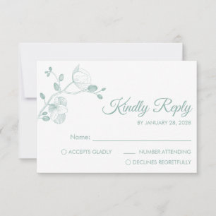 Simple modern floral elegant orchids minimalist RSVP card