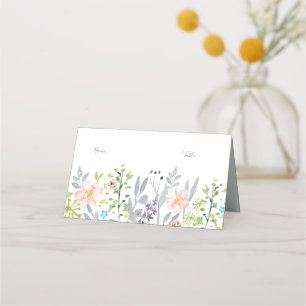 Simple modern floral greenery Wedding Reception Place Card