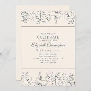 Simple Modern Floral Memorial Celebration Of Life Invitation