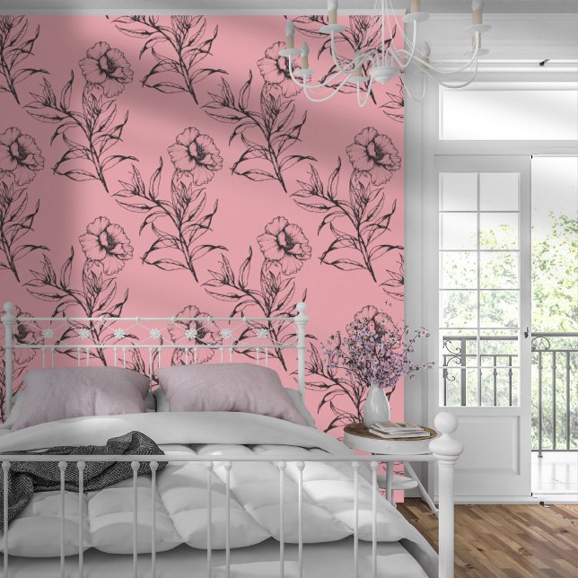 Simple Modern Floral Pattern Pastel Pink Wallpaper (Creator Uploaded)