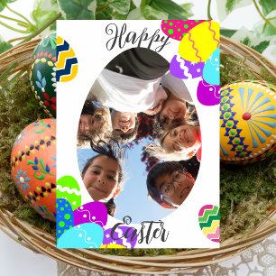simple Modern flower Happy Easter to friends photo Holiday Card