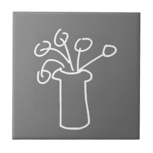Simple modern flower white grey ceramic tile