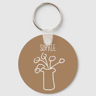 Simple modern flower white key ring