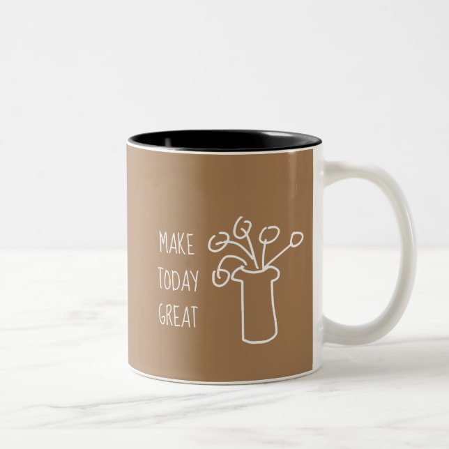 Simple modern flower white Two-Tone coffee mug (Right)