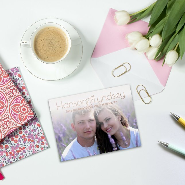 Simple Modern Foil Save the Date Photo Postcard (Creator Uploaded)