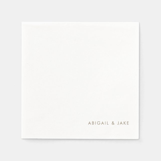 Simple Modern Font Gold Text Names Wedding Napkin (Front)