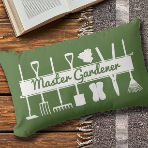 Simple Modern Forest Green Master Gardener Outdoor Lumbar Cushion