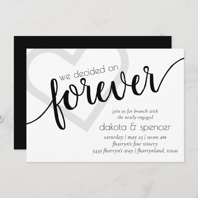 Simple Modern Forever | Heart Newlywed Brunch Invitation (Front/Back)