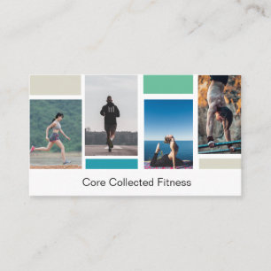 Simple Modern Four Photo Collage Fitness Business Card