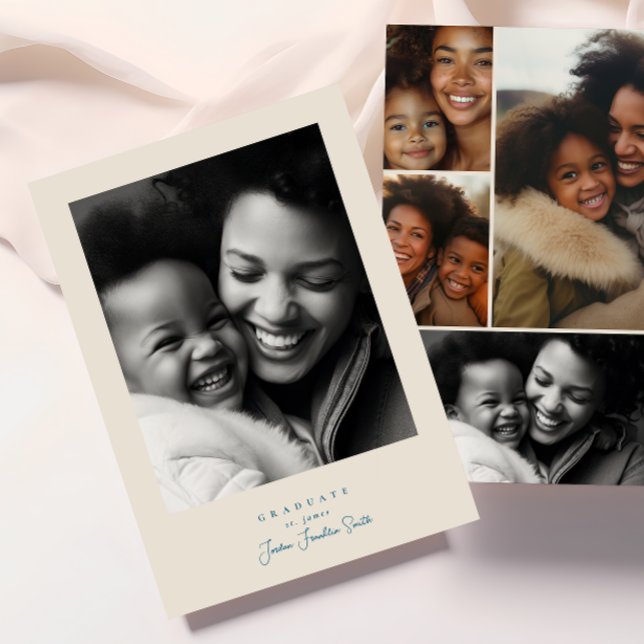 simple modern frame 5 photo script graduation announcement (Creator Uploaded)