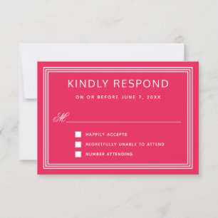 Simple Modern Frame Bold Pink RSVP Card