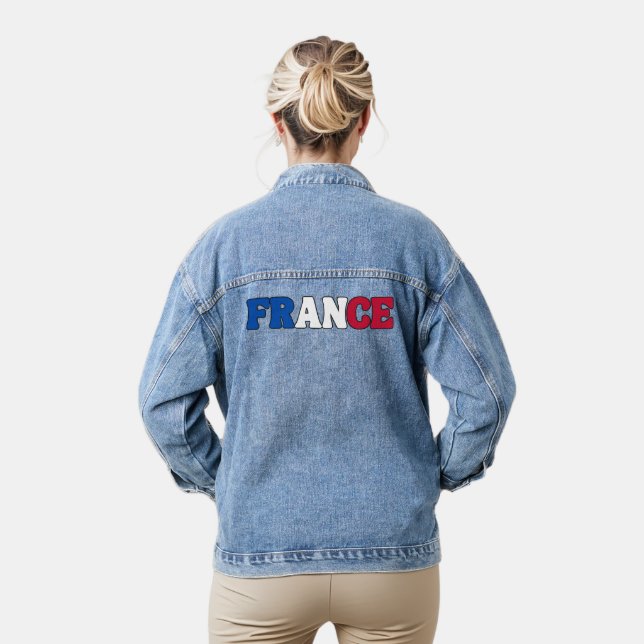 Simple Modern  France National Flag Apparel Denim Jacket (Model)