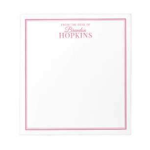 Simple Modern From the Desk of Script Pink Notepad