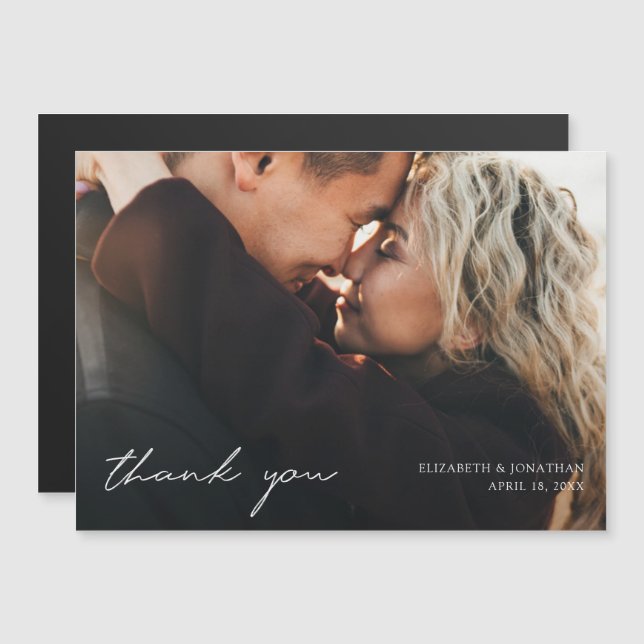 Simple Modern Full Photo Wedding Thank You Magnet (Front/Back)