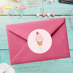 Simple, Modern & Fun Classic Ice Cream Design Round Sticker