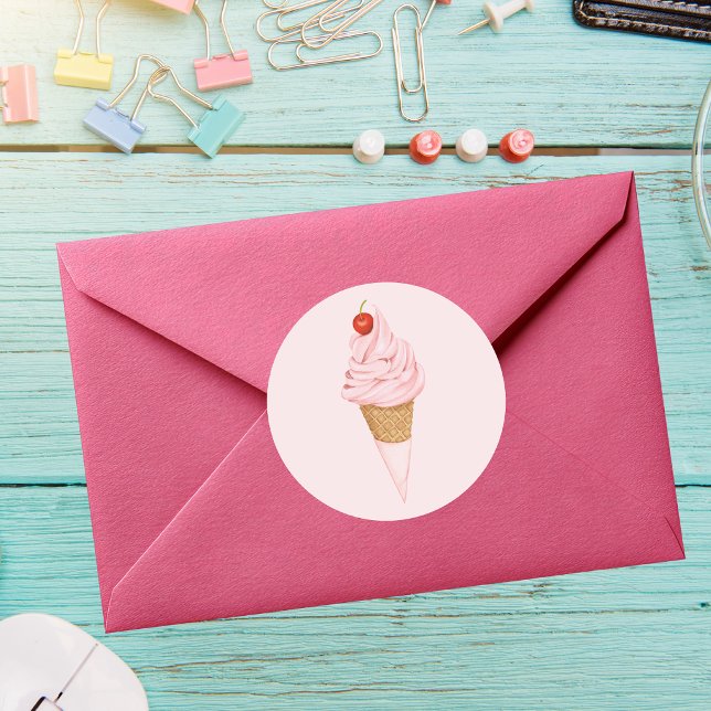 Simple, Modern & Fun Classic Ice Cream Design Round Sticker (Creator Uploaded)