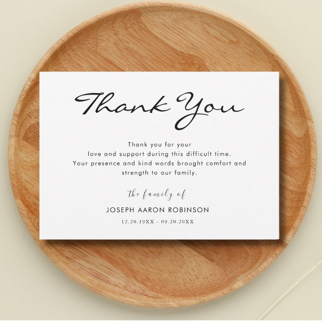 Simple Modern Funeral Memorial Thank You Note (Creator Uploaded)